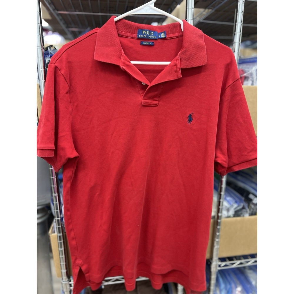 POLO by Ralph Lauren‎ Men's Red Polo Shirt with Blue Logo Size Large